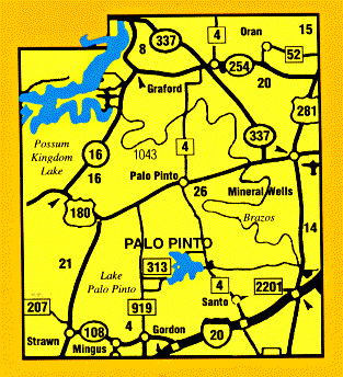 Map of Palo Pinto Co., TX